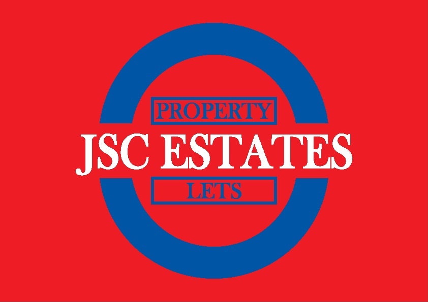 JSC Estates logo – Blue with Red background